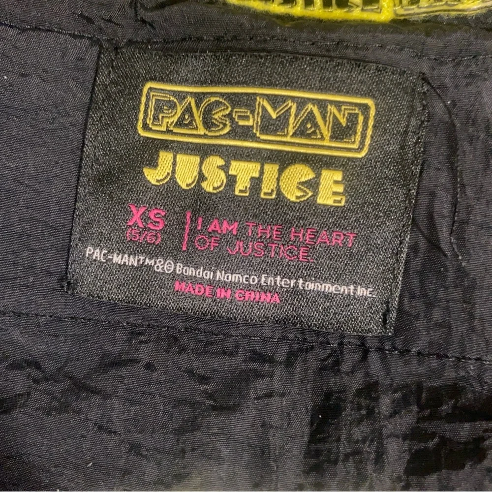 Justice Black and‎ Yellow Nylon Jacket with Pac-Man Graphic Embroidered